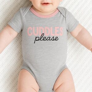 Cuddles Please Short Sleeve Onesie - Gray